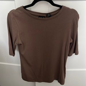 Rachel Zoe short sleeve brown shirt